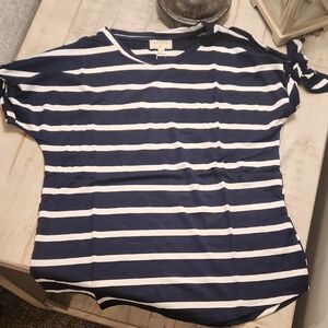 Hayden Girls Navy and White Striped Short Sleeve Tee